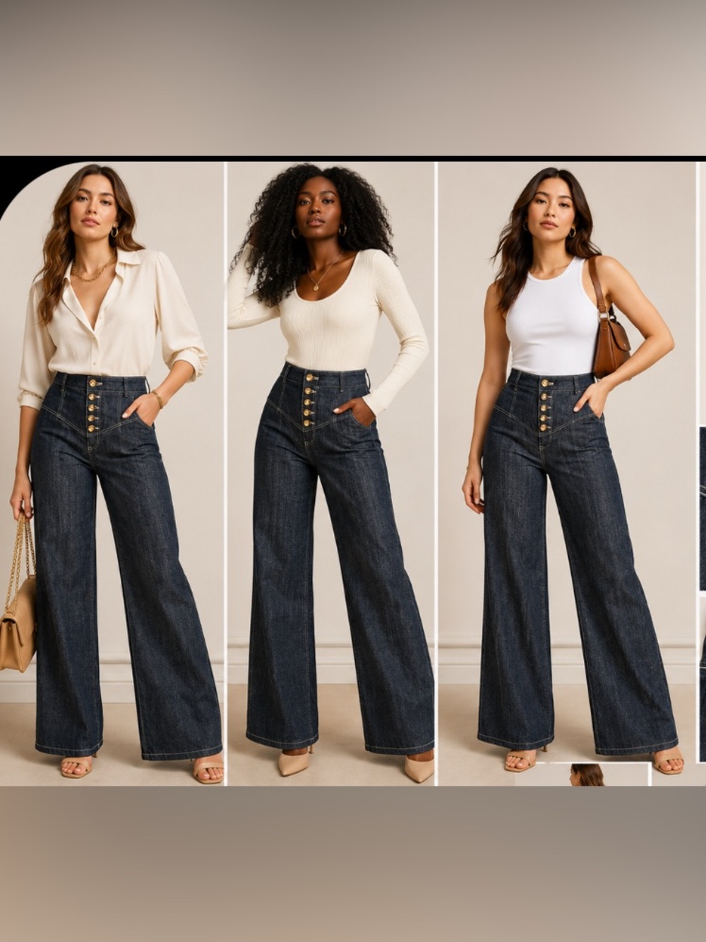 See Thru Soul Dark Wash Button-Front Jeans – NWT